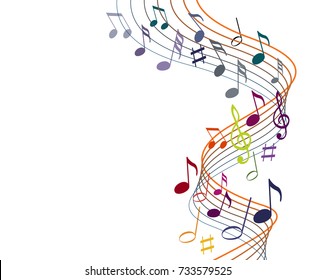 Music notes on a solide white background