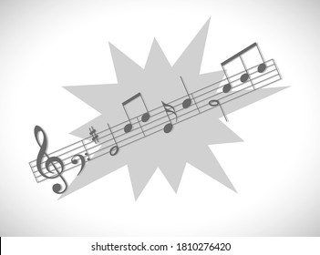 notas musicais no ícone de conceito de splash star