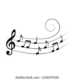 Music notes on stave, isolated, vector illustration.