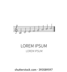 Music notes on stave. Vector illustration.Line icon.
