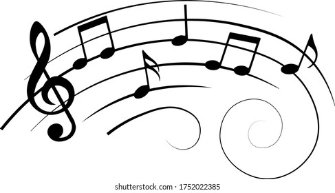 Music notes on staves, isolated, vector illustration.