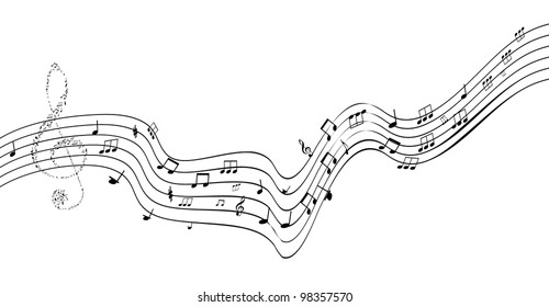 Music notes on staves. vector illustration