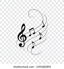 Music Notes On Wavy Lines Swirls Stock Vector (Royalty Free) 1595682892 ...