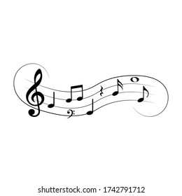 Music Notes On Wavy Lines Vector Stock Vector (Royalty Free) 1742791712