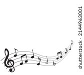Music notes on wavy stave, musical background, vector illustration.