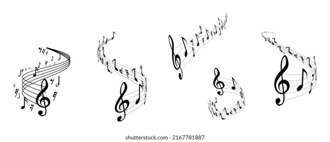 Music notes on white background vector illustration