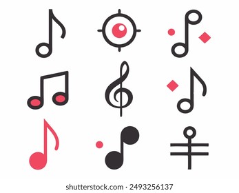 Music notes on white background, vector illustration.
