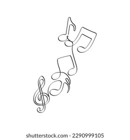 Notas musicales. Una línea de arte. Símbolo musical. Ilustración vectorial dibujada a mano.