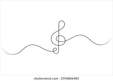 Music notes one line drawing and isolated continuous outline vector illustration icon