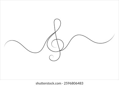 Music notes one line drawing and isolated continuous outline vector illustration icon