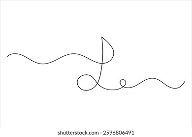 Music notes one line drawing and isolated continuous outline vector illustration icon