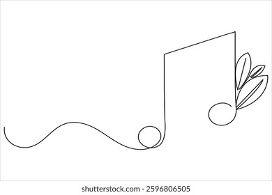 Music notes one line drawing and isolated continuous outline vector illustration icon