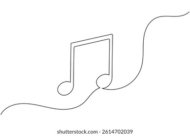 Music notes  one line drawing of minimalist outline vector icon