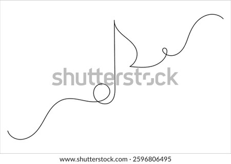 Music notes one line drawing and isolated continuous outline vector illustration icon