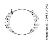 Music notes, oval shape musical design element, vector illustration.