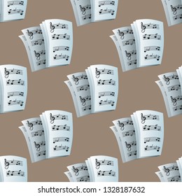 Music notes pages isolated seamless pattern vector illustration