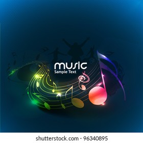 Music notes for party design poster, vector illustration