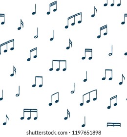 Music notes pattern. Music doodles background. Piano keys. Treble clef. Hand drawn effect vector. G-clef. Scribbles. Audio. Piano. Symphony. Song. Sing. Melody. Classic music.