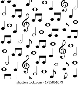 Music notes pattern, musical background, vector illustration.