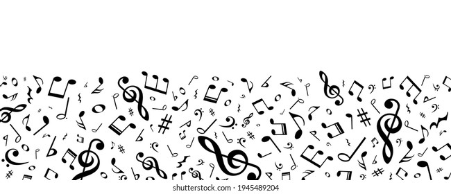 Music notes pattern, musical background, vector illustration.