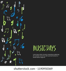 Music notes poster background. Modern colorful abstract musical sheet. Vector illustration