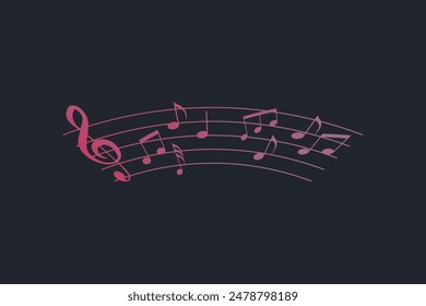 Music notes rainbow colorful stave clef design on black background free vector and Free eps10