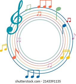 Music notes rainbow colourful on white background illustration