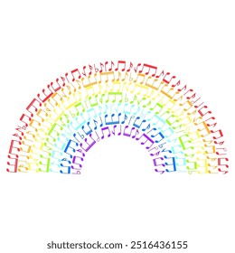 Music notes rainbow, vector illustration.
