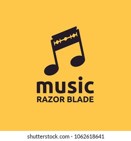 Music Notes and Razor Blade logo design inspiration
