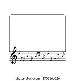 Music notes in rectangle frame, vector illustration.