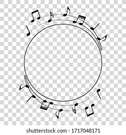 Music Notes, Round Frame, Vector Illustration.