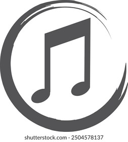 Music notes round logo. Quarter tone icon