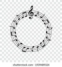 Music notes, round musical design element, vector illustration.