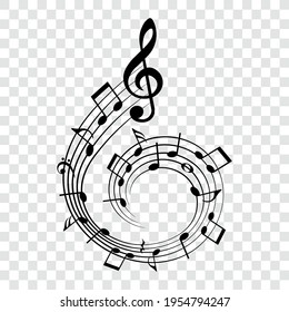 Music notes, rounded musical element, vector illustration.