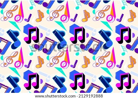 Music Notes seamless patter design, background design, retro classic background design, retro seamless pattern design