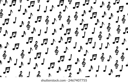 Music notes seamless pattern backdrop, Music note background, Seamless pattern texture design. Monochrome black and white music note pattern