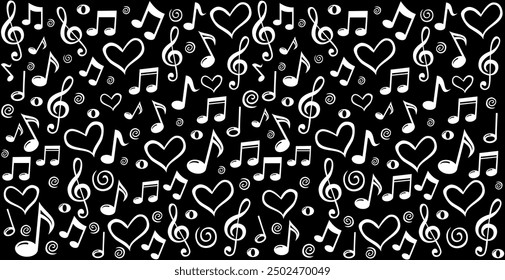 Music notes seamless pattern backdrop, Seamless pattern texture design. Good for textile fabric design, wrapping paper, website wallpapers, textile, wallpaper and apparel. vector illustration