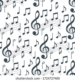 Music notes seamless pattern. Background music. Vector illustration