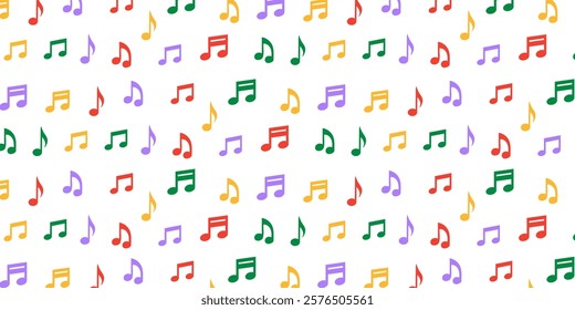 Music notes seamless pattern for backgrounds, presentations, wrapping papers, prints, artworks. Vector illustration