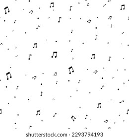 music notes seamless pattern black icon on white background