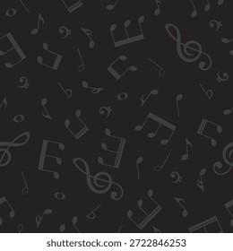 Music notes seamless pattern, musical background, vector illustration.