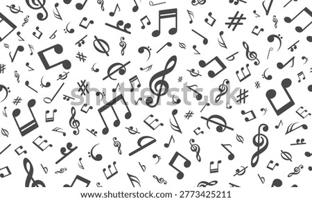 Music notes seamless pattern. Music note icons. Sound background.