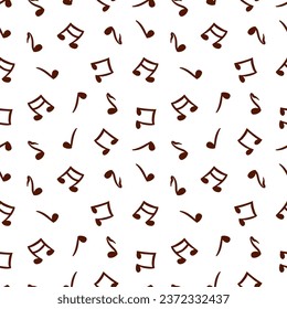Music notes, seamless pattern on a white background. Vector illustration. Greeting cards, invitations, covers, textiles, wrapping paper.
