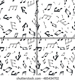 Music notes seamless pattern set