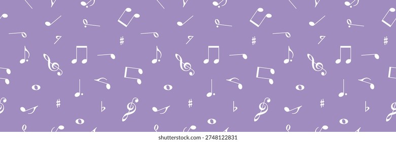 Music notes seamless pattern. Web banner