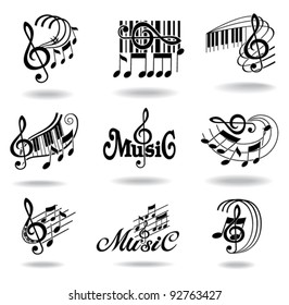 Music Notes. Set Of Music Design Elements Or Icons.