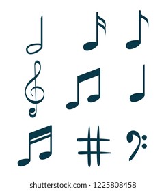 music notes set icons