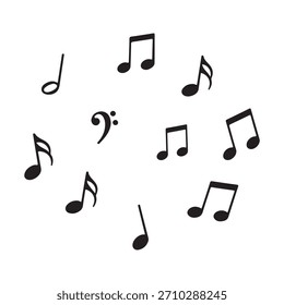  Conjunto de notas de música Iconos de ilustración vectorial