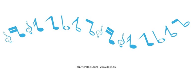 Music notes set. Music symbol. Music notes icons. Black treble clef, note, sharp, natural, flat, measure, bar, stave and other. Musical notes icons.