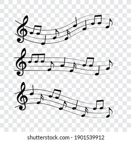 Music notes set, vector illustration.